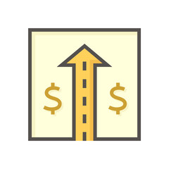 Highway expansions or land improvement vector icon. New access road construction for transportation, facility. That development impact to value of land, property by increase accessibility. 48x48 pixel