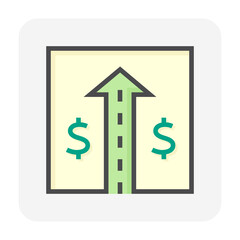 Highway expansions or land improvement vector icon. New access road construction for transportation, facility. That development impact to value of land, property by increase accessibility. 48x48 pixel