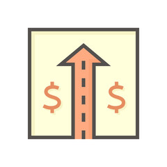 Highway expansions or land improvement vector icon. New access road construction for transportation, facility. That development impact to value of land, property by increase accessibility. 48x48 pixel