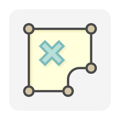 Land plot and characteristics or shape of land vector icon. That real estate or property with bad shape of area for housing subdivision, development, owned, sale, rent, buy or investment. 64x64 pixel.