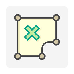 Land plot and characteristics or shape of land vector icon. That real estate or property with bad shape of area for housing subdivision, development, owned, sale, rent, buy or investment. 64x64 pixel.