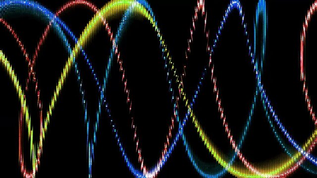 abstract particles ball and griddler waving colorful glow energy light digital waveform