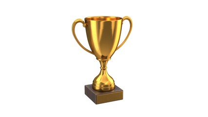 3D render of Gold Trophy Cup isolated on white