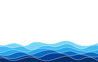 Blue ocean wave line flowing sea pattern background banner vector