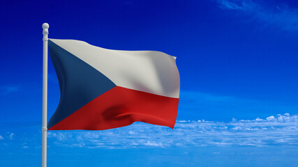 Czech Republic flag, waving in the wind - 3d rendering - CGI