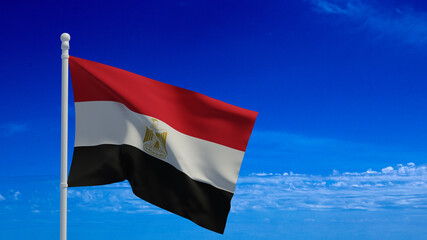 Egyptian flag, waving in the wind - 3d rendering - CGI