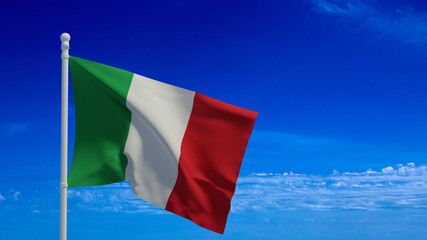 Italian flag, waving in the wind - 3d rendering - CGI