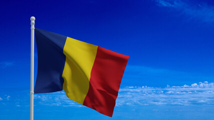 Romanian flag, waving in the wind - 3d rendering - CGI