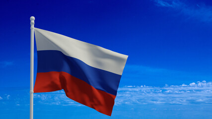 Russian flag, waving in the wind - 3d rendering - CGI