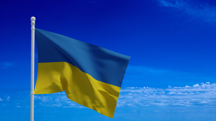 Ukranian flag, waving in the wind - 3d rendering - CGI.