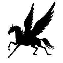 Silhouette of winged horse