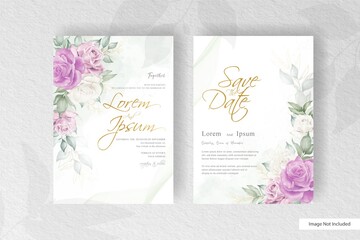 Elegant Wedding Invitation Template with Hand Drawn Watercolor Floral Arrangement