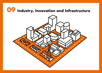 産業と技術革新の基盤をつくろう　都市計画のイラスト