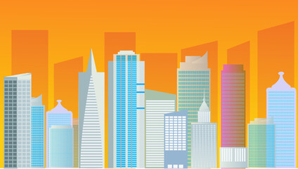 vector abstract city skyline with reflection