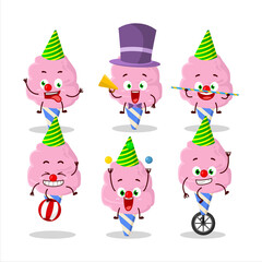 Cartoon character of cotton candy strawberry with various circus shows