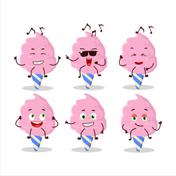 An image of cotton candy strawberry dancer cartoon character enjoying the music