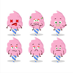 Cotton candy strawberry cartoon character with nope expression