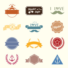 New Vector set of ribbon design. vintage style, blank retro badges and labels. Illustration eps10