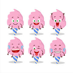 Cartoon character of cotton candy strawberry with smile expression
