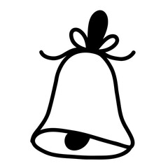 Vector hand drawn bell doodle. Christmas, school element