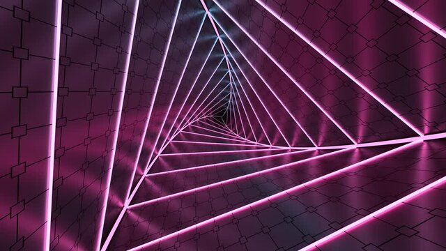 Magenta twist cubes with black background, 3d rendering.
