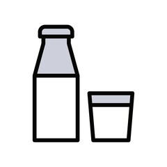 Milk Bottle icon Design Template. Illustration vector graphic. simple flat color line style icon isolated on white background. Perfect for your web site design, logo, symbols of restaurants, cafe