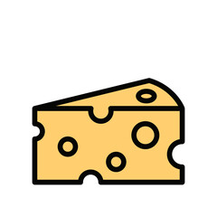 Cheese icon Design Template. Illustration vector graphic. simple flat color line style icon isolated on white background. Perfect for your web site design, logo, symbols of restaurants, cafe