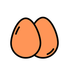 Egg icon Design Template. Illustration vector graphic. simple flat color line style icon isolated on white background. Perfect for your web site design, logo, symbols of restaurants, cafe