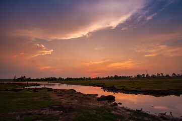 Beautiful twilight sky with cloud before sunset morning background image