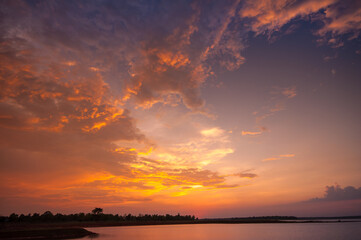 Fototapeta na wymiar Beautiful twilight sky with cloud before sunset morning background image