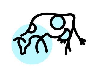 Cow icon vector in line art style. Outline  illustration  for use in web and mobile applications, logo, packaging design.
