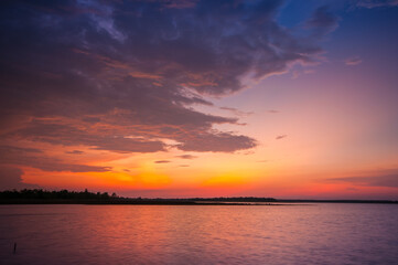 Naklejka na ściany i meble Beautiful twilight sky with cloud before sunset morning background image