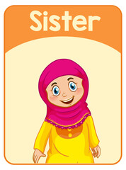 Educational English word card of sister