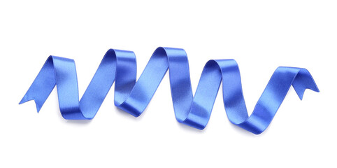 Beautiful blue ribbon on white background
