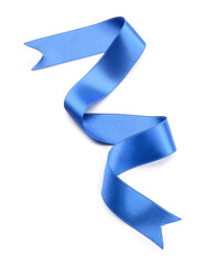 Beautiful blue ribbon on white background