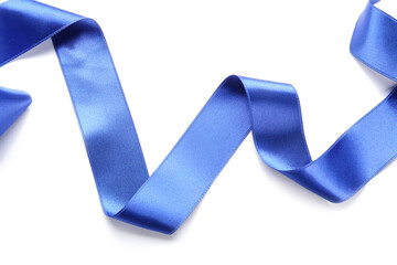 Beautiful blue ribbon on white background