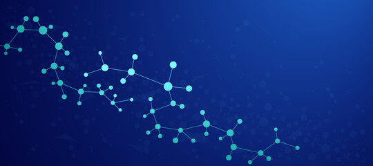 Molecular structure background. Abstract background with molecule DNA. Medical, science and technology concepts, vector illustration