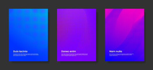 Naklejka premium Set of abstract vector cover templates with halftone elements. Stock vector backgrounds.