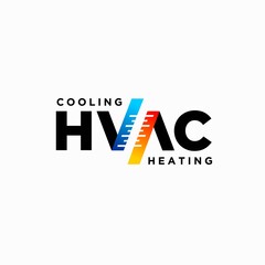 HVAC lettering logo design, heating and cooling