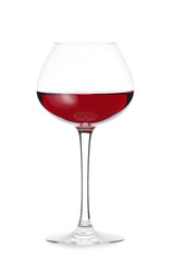Glass of red wine on white background