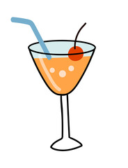 Cocktail drink with orange, decorated with cherry