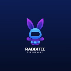 Fototapeta premium Vector Logo Illustration Rabbit Gradient Colorful Style.