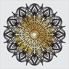 Black Gold Flower with Mandala