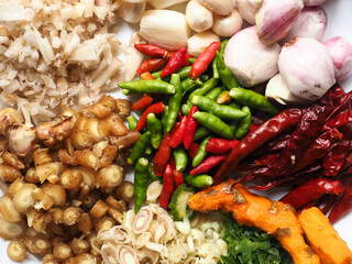 herbal ingredients for making curry paste
