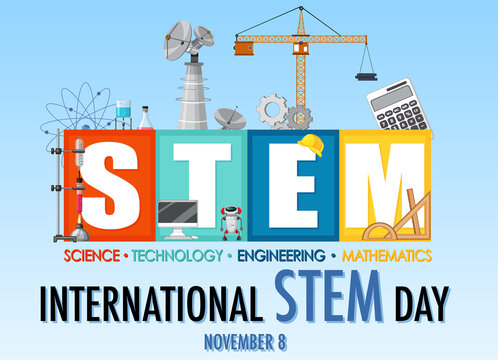 International STEM day on November 8th banner with STEM logo