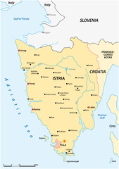 Vector map of the Croatian peninsula Istria, Croatia - obrazy, fototapety, plakaty