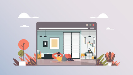 sportsman doing abdominal sit ups exercises guy working out online training healthy lifestyle home sport