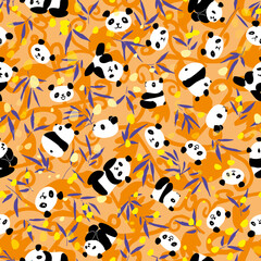 Obraz premium Panda Bamboo Seamless Pattern