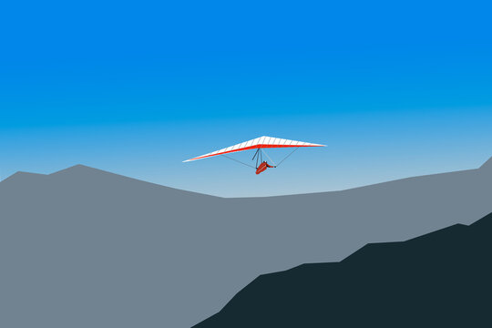 hang glider getting away to the blue sky
