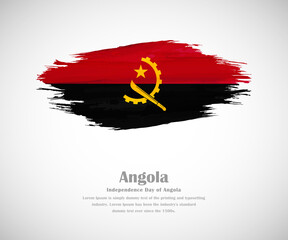 Abstract brush painted grunge flag of Angola country for Independence day
